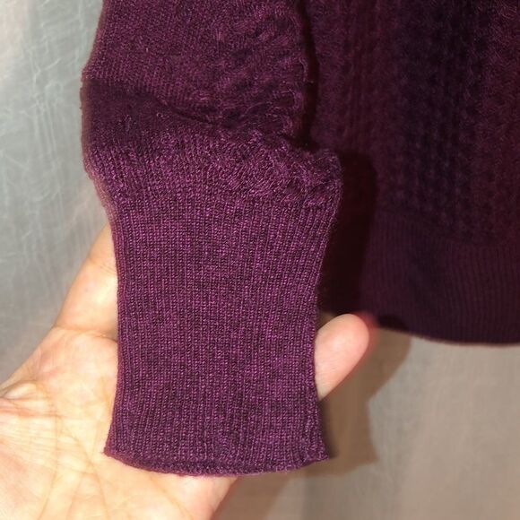 Lane Bryant 14 Burgundy Open Stitch Knit Boatneck Sweater - Picture 6 of 12